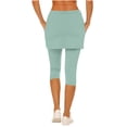 thumbnail image 5 of AHTJRT Skirted Leggings for Women Spring Summer Tennis Golf Skorts Capris Mid Rise Workout Gym Yoga Leggings with Pockets Mint Green S, 5 of 8