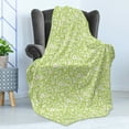 thumbnail image 4 of Botanical Soft Flannel Fleece Throw Blanket, Abstract Pattern with Floral Details Spring Beauty Blossom, Cozy Plush for Indoor and Outdoor Use, 50" x 70", Apple Green Pale Orange, by Ambesonne, 4 of 5