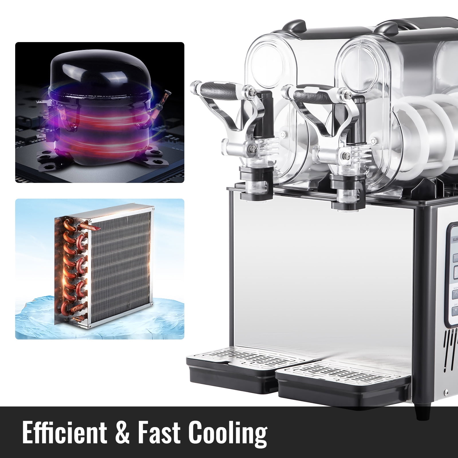 BENTISM Commercial Slushy Machine, 3Lx2Tank Slushie Machine, 340W Frozen Drink Machine with Temperature Preservation, Slushy Maker Machine for Supermarkets Cafes Restaurants Bars, Black 3L*2