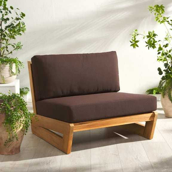 Safavieh Couture Julianne Modern Teak Patio Chair, Natural/Dark Brown