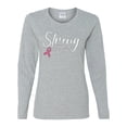 thumbnail image 2 of Wild Bobby Strong Joshua 1:9 Breast Cancer Breast Cancer Awareness Women Graphic Long Sleeve Tee, Heather Grey, X-Large, 2 of 6