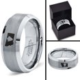 thumbnail image 4 of Tungsten Montana The Treasure State Bison Band Ring 8mm Men Women Comfort Fit Gray Step Bevel Edge Brushed Polished, 4 of 4