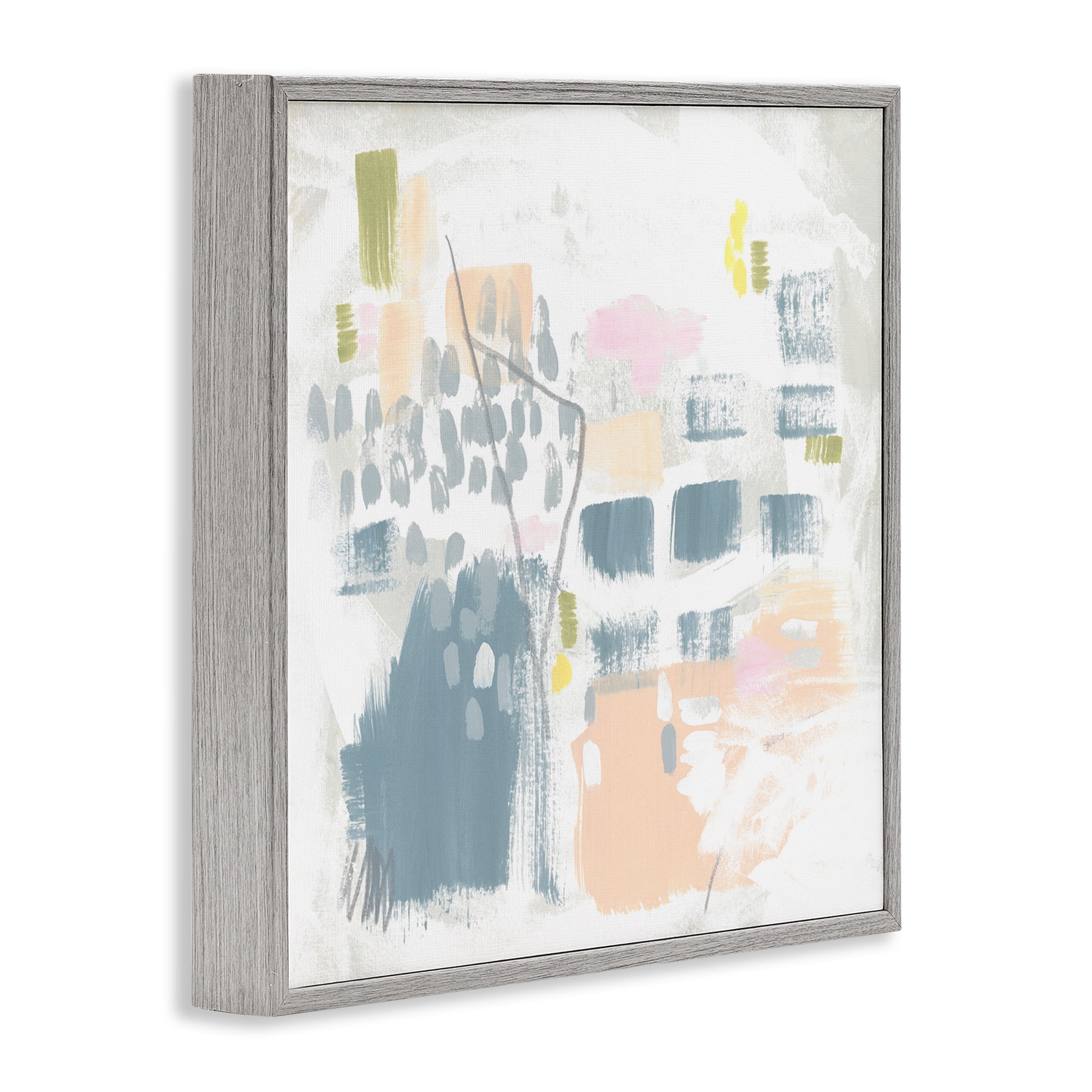 Stupell Industries Varied Pastel Patterns Abstract Painting Gray Framed Art Print Wall Art, 24 x 24