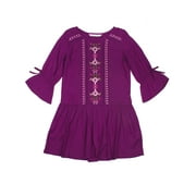 Embroidered Drop Waist Long Sleeve Dress (Little Girls & Big Girls)