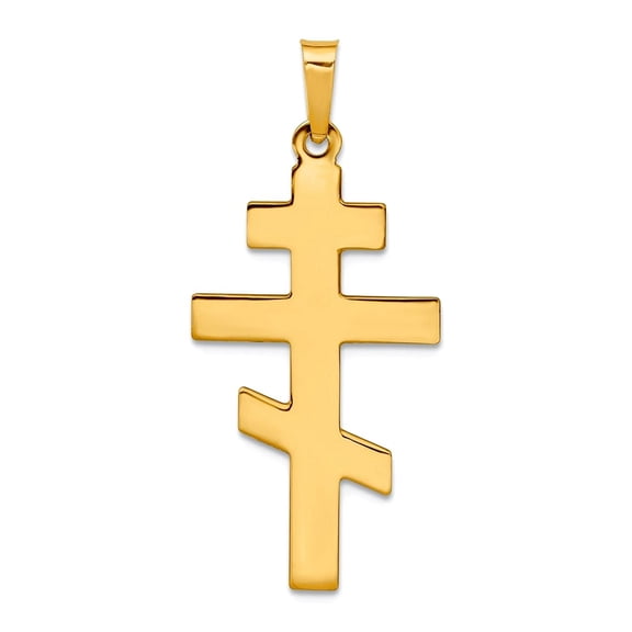 14k Yellow Gold Solid Polished Not engraveable Eastern Orthodox Religious Faith Cross Charm 19x12mm Pendant Necklace for
