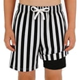 thumbnail image 4 of PRfgtbd Boys Swim Trunks With Compression Liner Striped Print Beach Shorts Swimsuit Bathing Suit Kids Elastic Waistband Swim Shorts 2-3 Years, 4 of 4