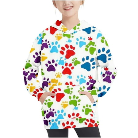 

Dihao Sweatshirts for Kids Fall Winter Casual Style Cartoon Printed Crewneck Oversized Hooded Sweatshirt Kids Fashion Long Sleeve Pullover Tops 4-14 Years for Girls and Boys