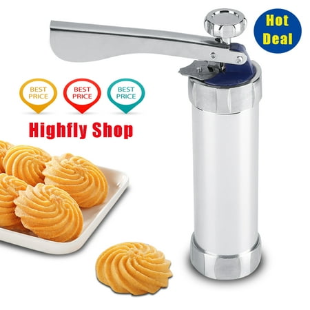 Cookie Press Kit Cookie Biscuit Machine  Stainless Steel Biscuit Maker Making Cake Decorating Tools Cookies Decorating Gun with 20 Cookie Disc Shapes and 4