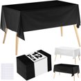 thumbnail image 1 of Mantel Rectangular Desechables para Fiestas 12pcs,137x274cm Mantel de PEVA Impermeable para Mesa Rectangular - Ideal para Bodas,Cumpleaños, Mesas de Banquetes Rectangulares (Negro), 1 of 4