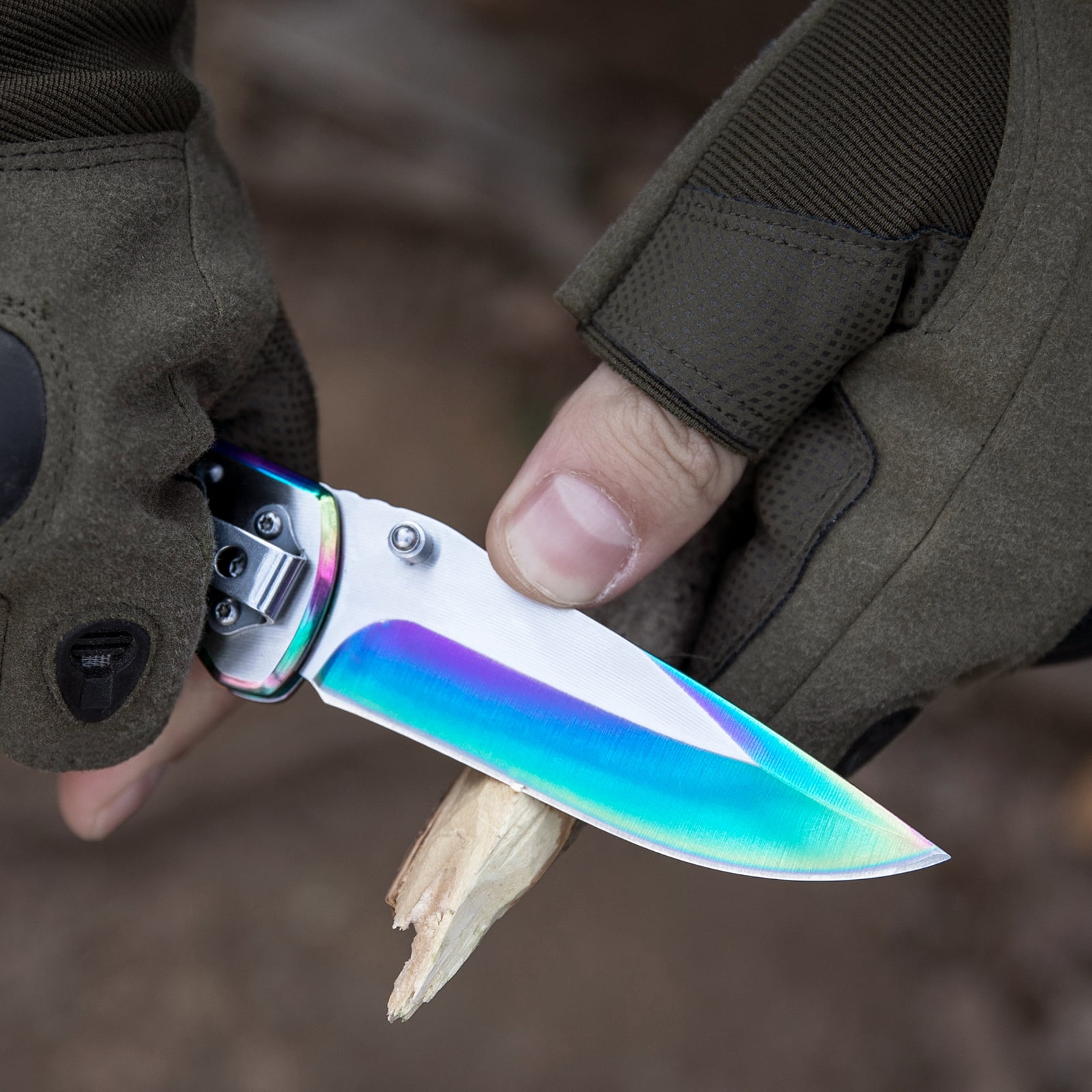 Dispatch 4PCS 4.5” Folding Pocket Knife with Aluminum Handle and Clip, 3Cr Brushed Finish blade, Rainbow