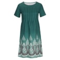 thumbnail image 4 of Moda mujer verano estampado casual cuello redondo manga corta vacaciones bolsillos vestido Fridja  bnh2879, 4 of 7