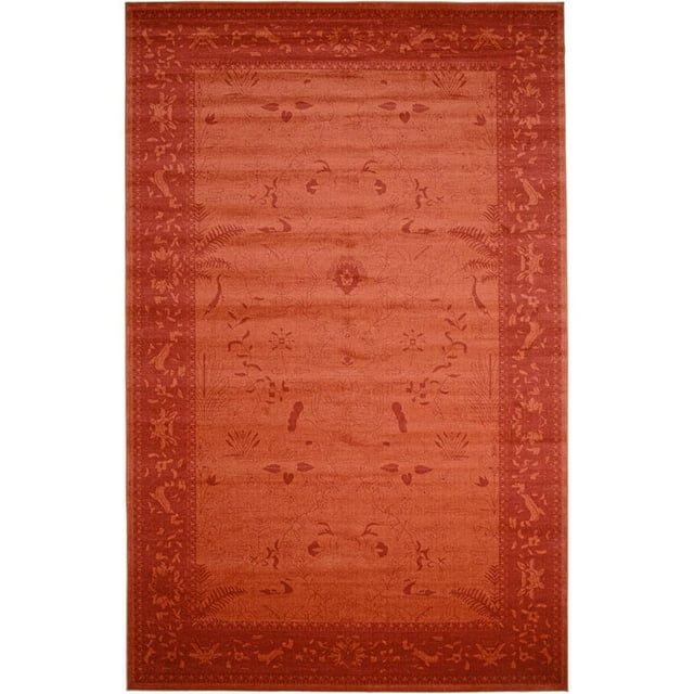 Unique Loom La Jolla Botanical Rug 10' 6 x 16' 5 Rectangle Orange/Burgundy