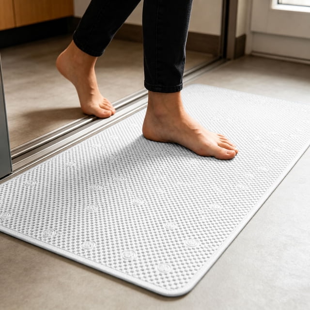 MTBLYS Alfombrilla antideslizante para bañera de 91 x 43 cm | Alfombrilla de ducha de PVC suave con orificios de drenaje y ventosas | Alfombrilla de secado rápido para bañera