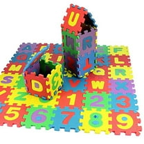 Wdhugt Alphabet Play Mat for Baby Large 36 Pieces Total 9x9 inch Interlocking Floor Puzzle EVA Tiles Playmat for Toddler and Kids Letters and Numbers with Edges