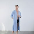 thumbnail image 4 of Previn Men's House Coat Nightgown Soft Robe Summer V Neck Comfy Button Down Sleep Shirt Nightshirt Night 3/4 Sleeve Housecoat Bathrobe Blue Medium-Large, 4 of 4
