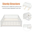 thumbnail image 4 of Bellemave Full Size Floor Beds with Door, Wood Montessori Bed with Fence Railings & Support Slats, No Box Spring Needed (White), 4 of 9