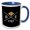 Blue/White, variant on 3drose, Delaware State Abbreviation, Statehood, Flag Art on Black Background., 11oz Two-tone Black Mug