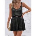 thumbnail image 4 of Women's Champagne Gold Sequin Sleeveless V-Neck Mini Dress - Party Cocktail Evening Wear, 4 of 4