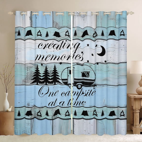 Erosebridal Teens Vintage RV Car Black Out Curtains,Boys Girls Happy Camping Curtains Pack of 2 (42x63 Each),Lightweight Room Decor