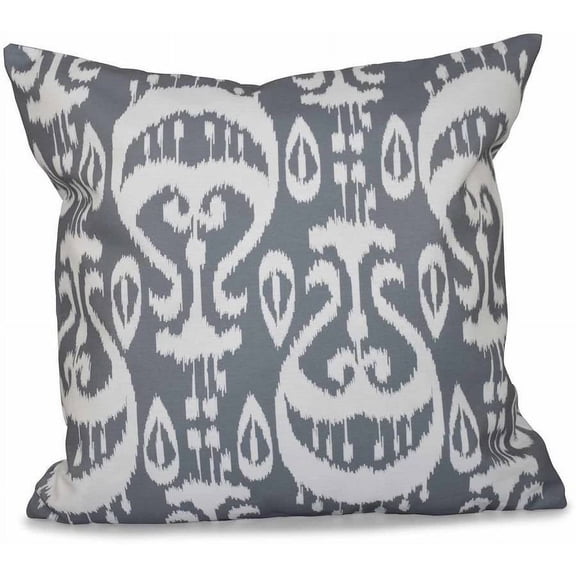 Simply Daisy 16" x 16" Ikat Geometric Print Pillow, Grey