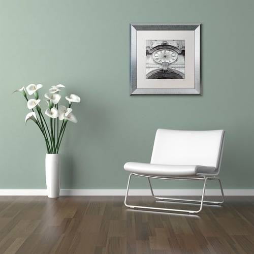 Trademark Fine Art "Il Grande Ororlogio I" Canvas Art by Alan Blaustein, White Matte, Silver Frame