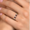 thumbnail image 4 of Gem Stone King 18K Yellow Gold Plated Silver Lab Grown Diamond and Red Rhodolite Garnet Wedding-Bands Ring for Women | 0.95 Cttw | Round 3.5MM | Gemstone April Birthstone | Size 5, 4 of 6