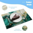thumbnail image 3 of BaHomeck placemats Set of 4 rectangle Linen Cotton Placemats for Dining Table Washable Heat Resistant,18*12inch,Swirling Marble Pattern In Teal And Gold, 3 of 4