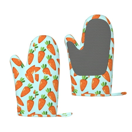 

Matuu Cartoon Carrot for Silicone Oven Gloves Heat Resistant Grilling Gloves Non-Slip Silicone Oven Mitt Great for Grilling Kitchen and Cooking