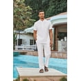 thumbnail image 5 of COOFANDY Men's 2 Piece Cotton Sets Casual Short Sleeve Henley Shirts and Yoga Beach Pants with Pockets Summer Vacation Outfit, 5 of 9