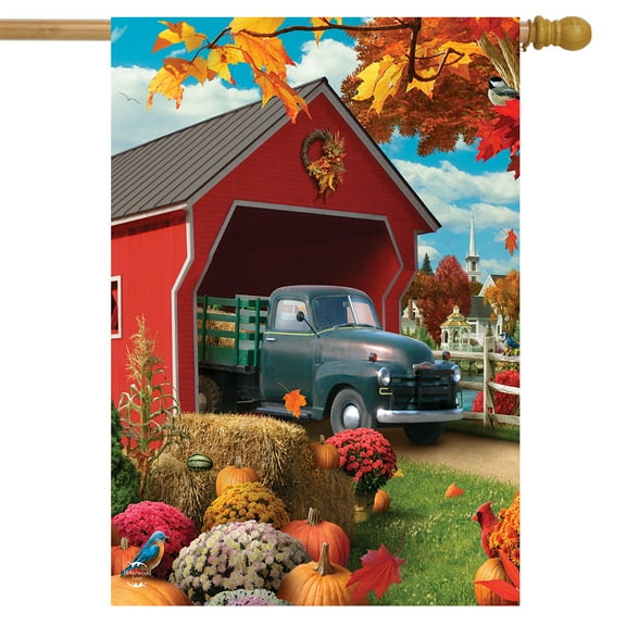 Briarwood Lane Harvest Bridge Autumn House Flag