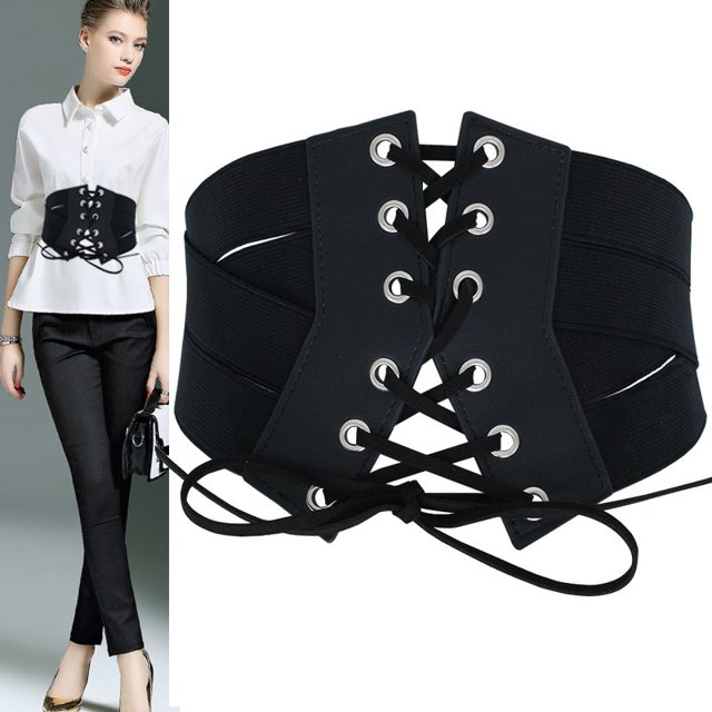 Cinturón Elástico Con Cordones Vintage Para Mujer, Corsé Elástico, Cinturón Ancho De Vendaje A La Moda Para Blusa, Vestidos, Camiseta Eigraketly AP005943-00
