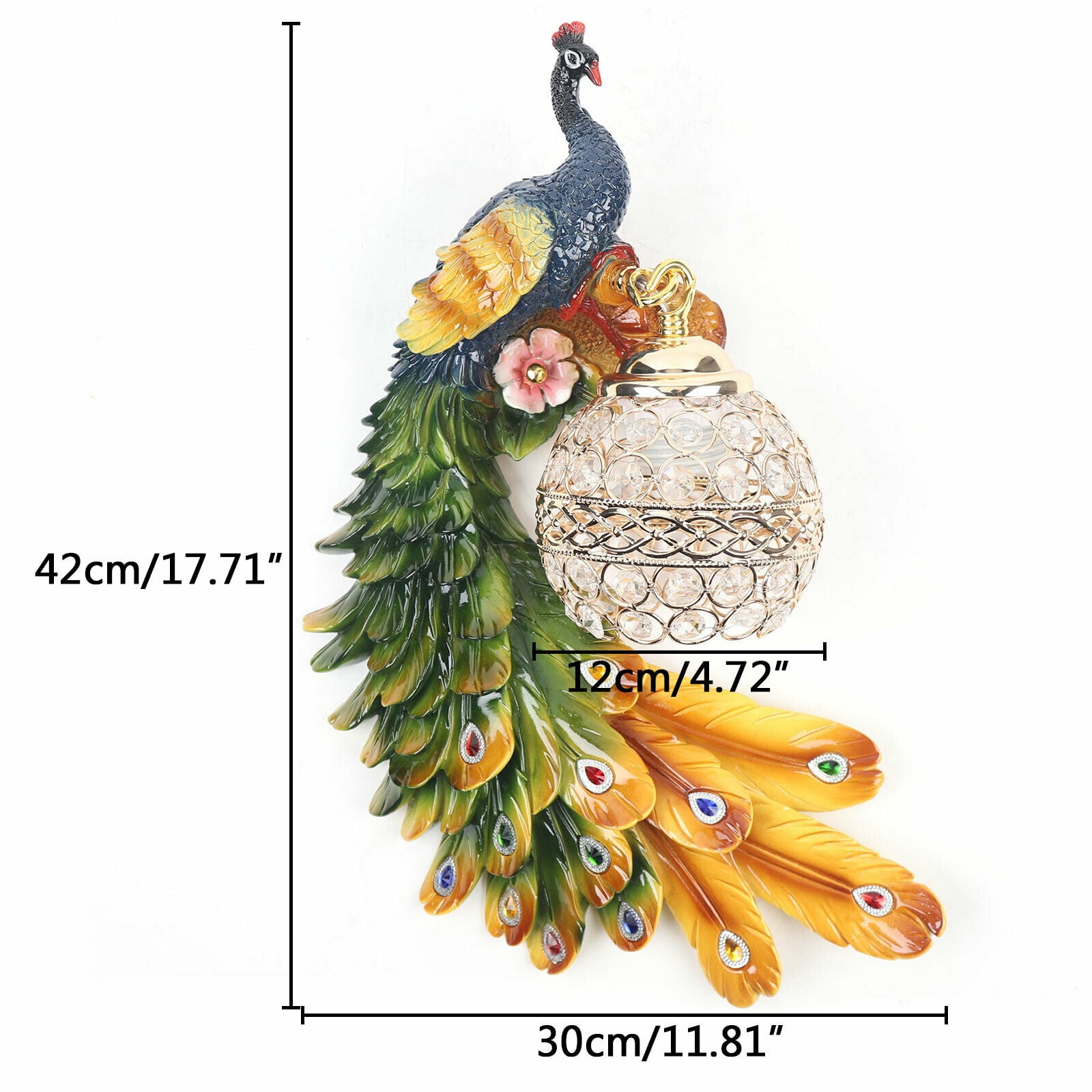 Details about   Peacock Wall Lamp bedroom Wall Sconce Background Wall Decoration Light Fixtures 