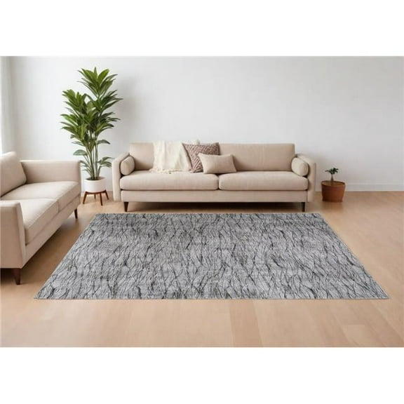 HomeRoots 567726 9 x 13 ft. Abstract Power Loom Rectangle Area Rug, Gray, Ivory & Tan