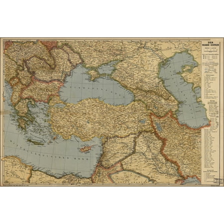 24"x36" Gallery Poster, Wehrmacht map of middle east 1944 p1