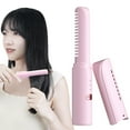 thumbnail image 2 of Portable Rechargeable Mini Hair Straightener and Curler Brush with Three Temperature Settings for Versatile Styling, 2 of 5