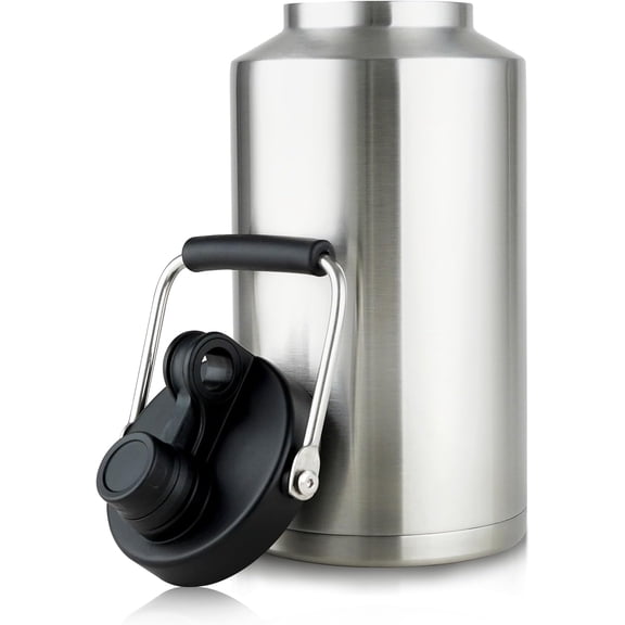 1 Gallon Water Jug Bottle Insulated, 128oz Stainless Water Bottle Wide Mouth Double Vacuum Dishwasher Safe for Hot & Cold Drinks Stainless Steels