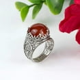 thumbnail image 3 of Filigree Art Carnelian Gemstone Crown Design Women Silver Statement Ring, 3 of 6