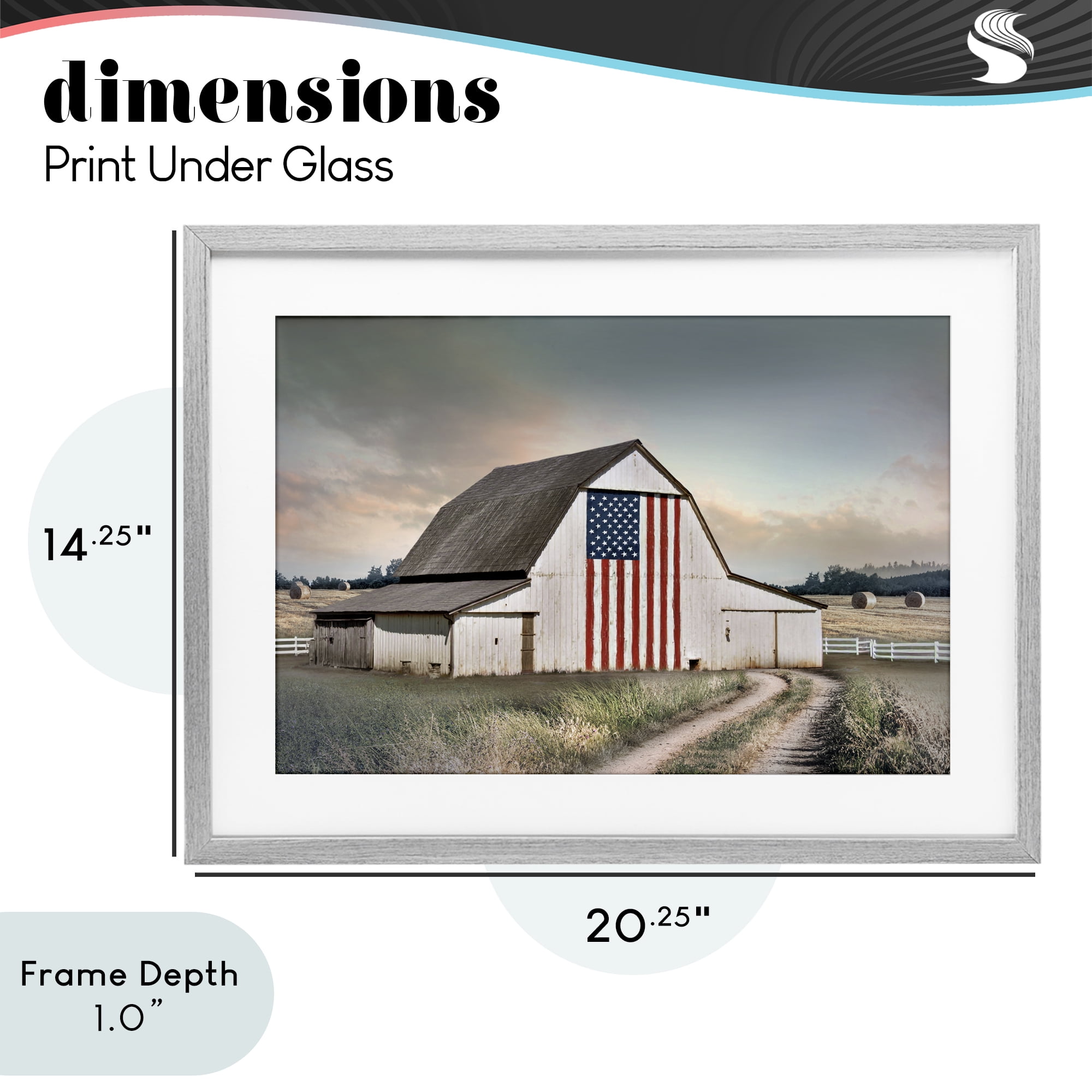 Stupell Industries Land That I Love Barn Gray Framed Print Under Glass, design by CAD Designs
