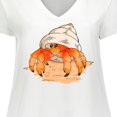 thumbnail image 4 of Inktastic Cute Hermit Crab on Beach Women's Plus Size V-Neck T-Shirt, 4 of 5