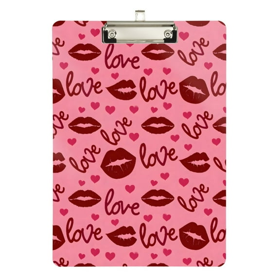 ALAZA Plastic Clipboard A4 Letter Size Decorative Clipboards for Students Women Men 9" x 12.5" Mouth and Hearts