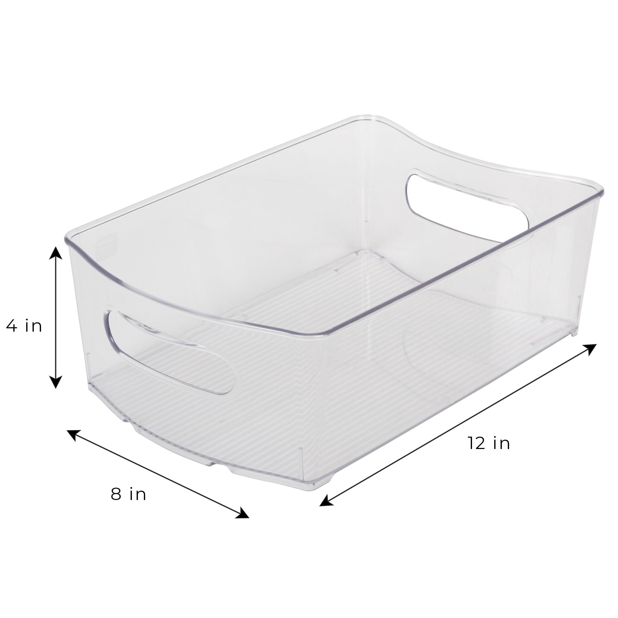 Smart Design Stackable Clear Refrigerator Storage Bin with Handle - 8 pack - 8 x 12 inch