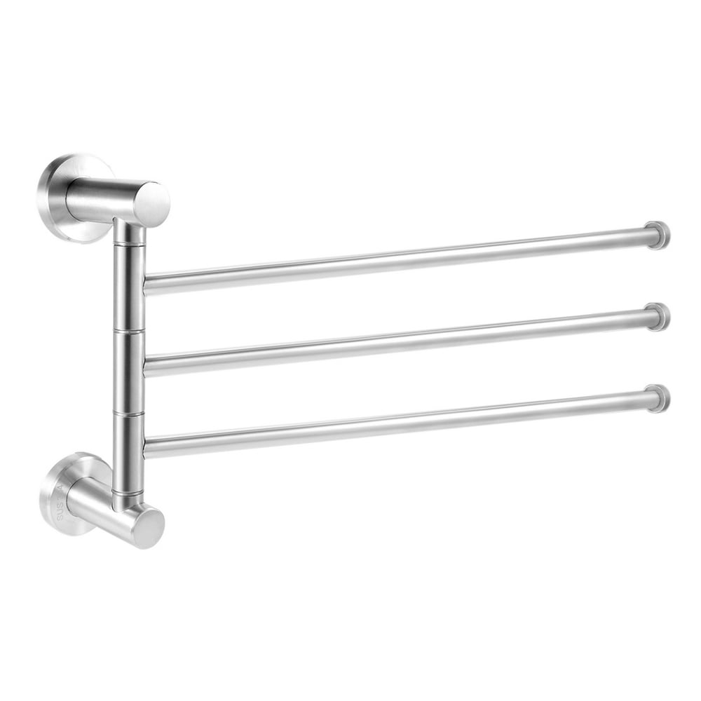 304 Stainless Steel 3 Bar Folding Arm Swivel Hanger Towel Rail Brushed