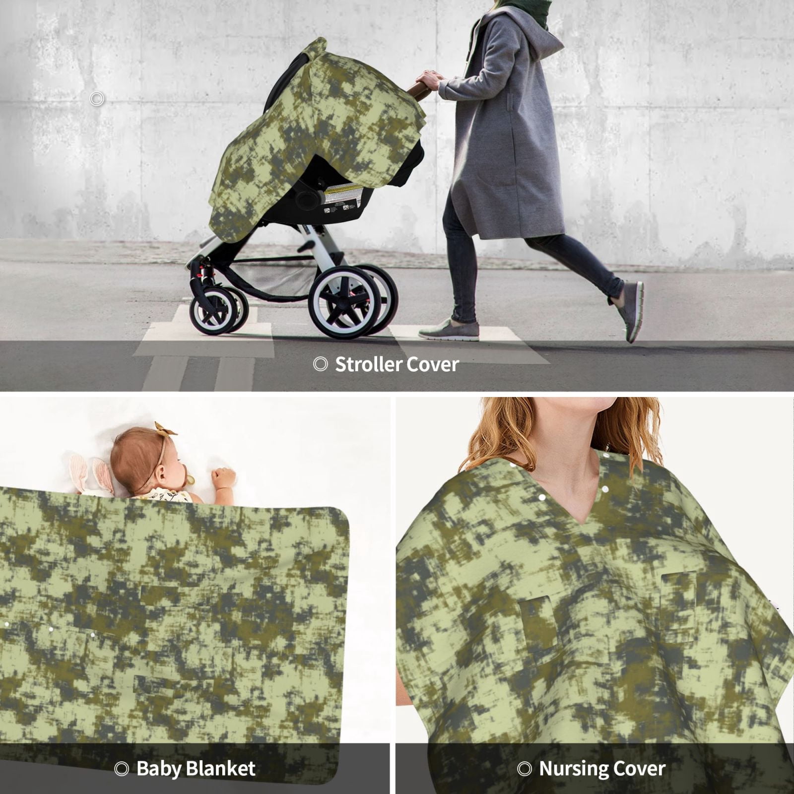 Car Seat Cover Baby - green Camouflage pattern Breathable Infant Car Seat Cover for Baby Carseat, Lightweight Comfort Baby Essentials Must Haves Newborn Stuff for Girl Boy