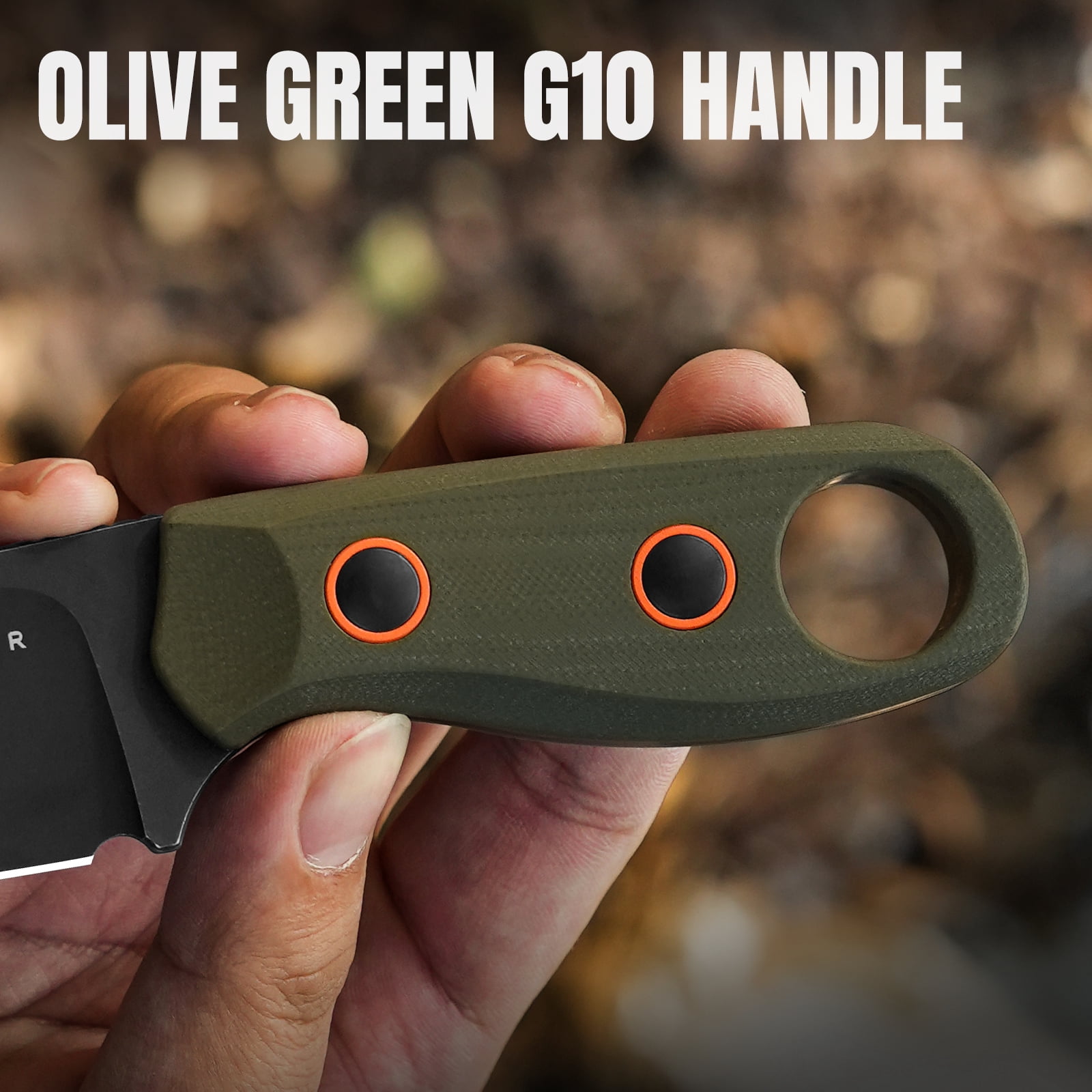 Kizer Fixed Blade Knife Beaver, D2 Steel Olive Green G10 Handle Pocket Tactical Knives, 1078A1