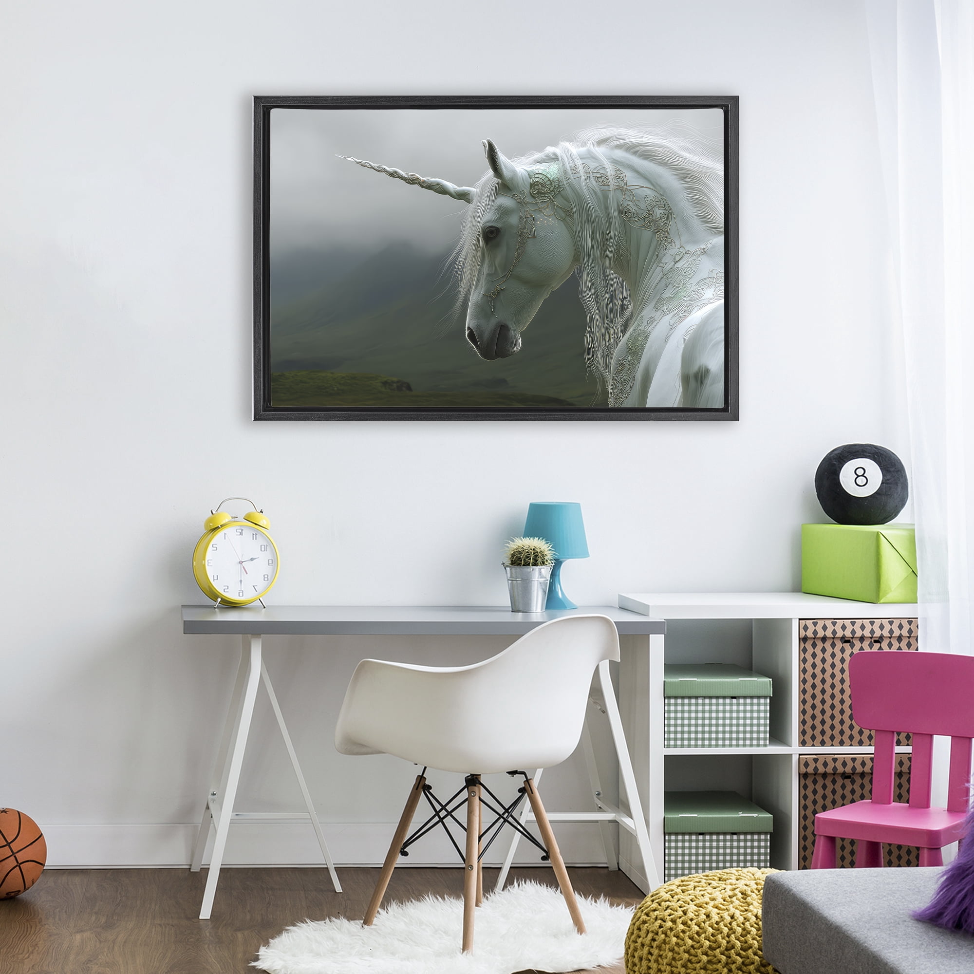 Stupell Industries Dreamy Celtic Unicorn Black Framed Floater Canvas Wall Art, design by The Wands Want
