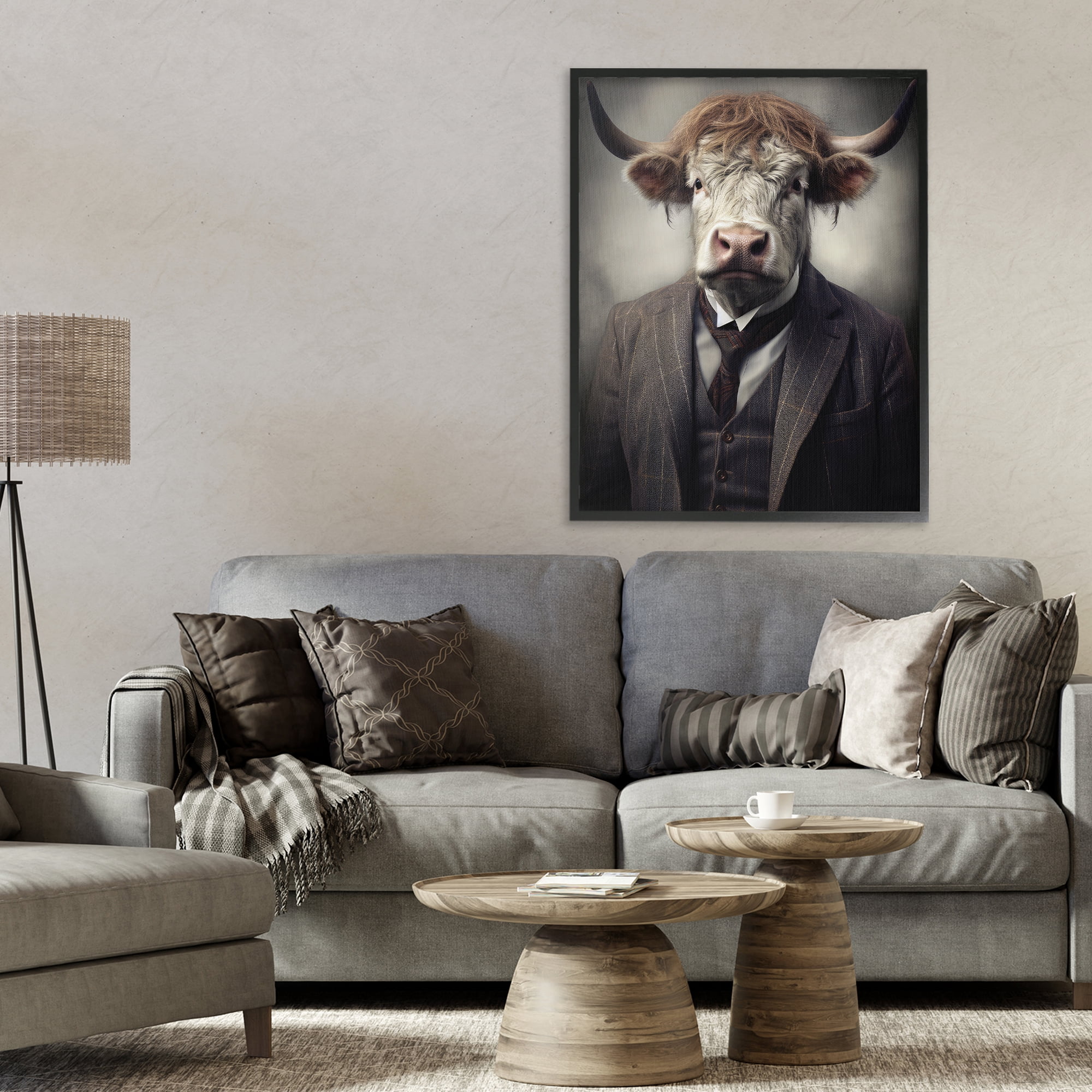 Stupell Industries Sophisticated Bull Portrait Black Framed Giclee Art, design by Ray Powers