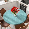 thumbnail image 2 of Round Table Cover 45-54 Inch Aqua Waterproof Reusable Table Cloth Round Fitted Vinyl Tablecloth with Elastic Edged for Parties Outdoors, Rustic Farmhouse Solid Color, 2 of 9