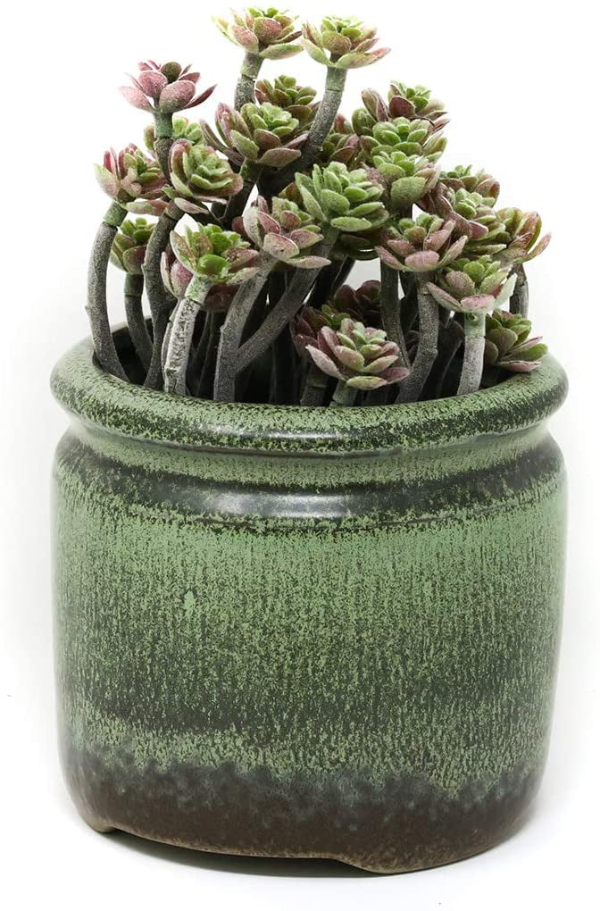 Premium Succulent Planter Cache Pot Ceramic with Decorative Patina Glaze