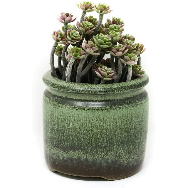 Premium Succulent Planter Cache Pot Ceramic with Decorative Patina Glaze