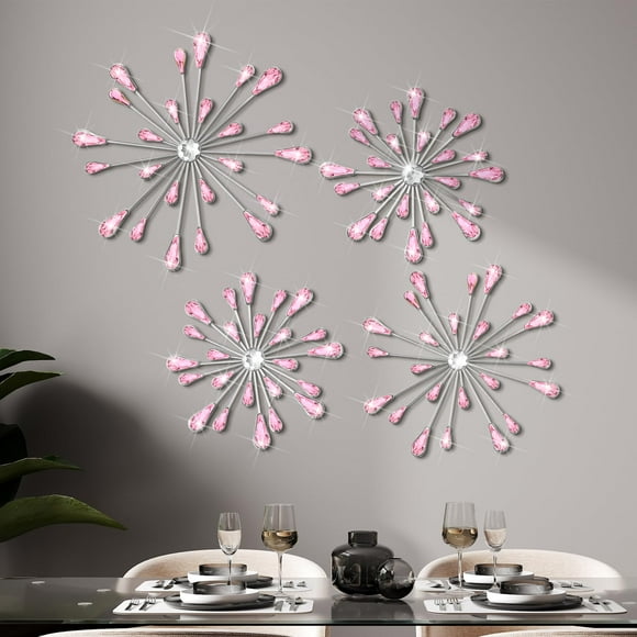 Decoración de pared Hicarer de metal rosa con forma de estrella en forma de estrella, 30 a 31 cm, 4 unidades